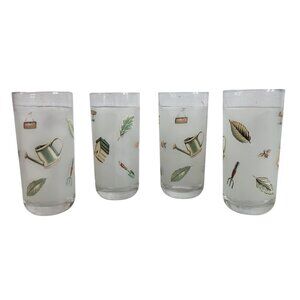 Pfaltzgraff Naturewood Frosted Water Drinking Glasses 16oz Set of 4 Round Bottom